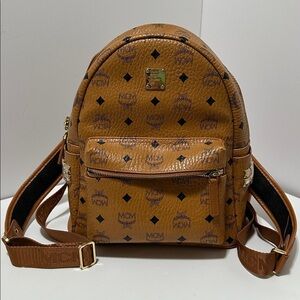 MCM | Bags | Mcm Tan Backpack With Monogram Print And Gold  display picture 3